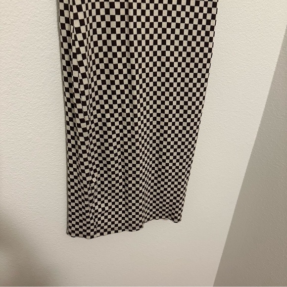 ZARA Brown White Checkered Mock Neck Midi Dress Sleeveless Size Small Women’s - Picture 4 of 8